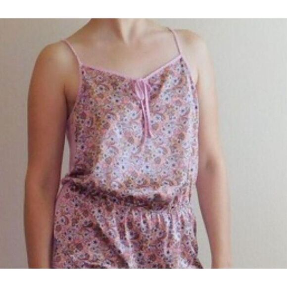 Victoria's Secret Other - Victorias Secret Pink Intimate Satin floral Short Romper S Med Lingerie Playsuit